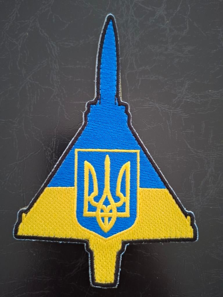 Mirage 2000 Oekraïne Luchtmacht Silhouet Patch, Ophalen of Verzenden, Luchtmacht, Nederland, Embleem of Badge