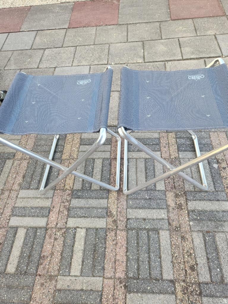 Crespo voetenbankjes/ krukjes 2x, Caravans en Kamperen, Ophalen, Zo goed als nieuw, Campingstoel