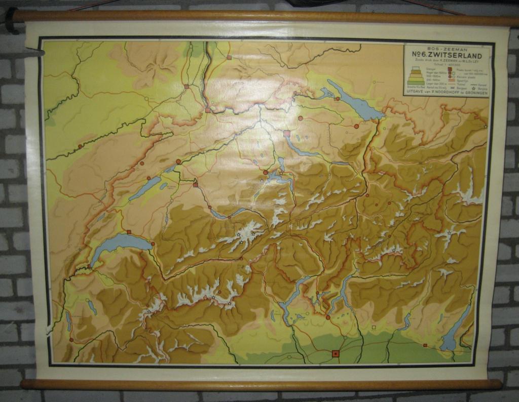 Originele Bos-Zeeman schoolkaart Zwitserland, Antiek en Kunst, Antiek | Schoolplaten, Ophalen of Verzenden, Aardrijkskunde