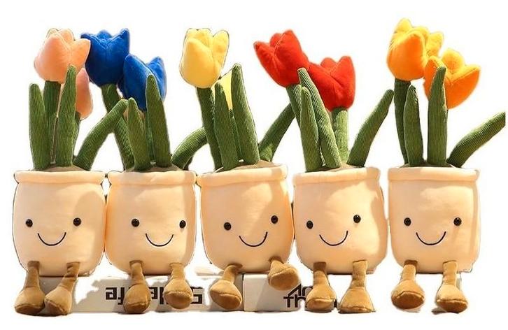 PARTIJ PLUCHE TULPEN 30CM ASSORTI KLEUREN, Diversen, Rommelmarktspullen, Nieuw, Ophalen of Verzenden