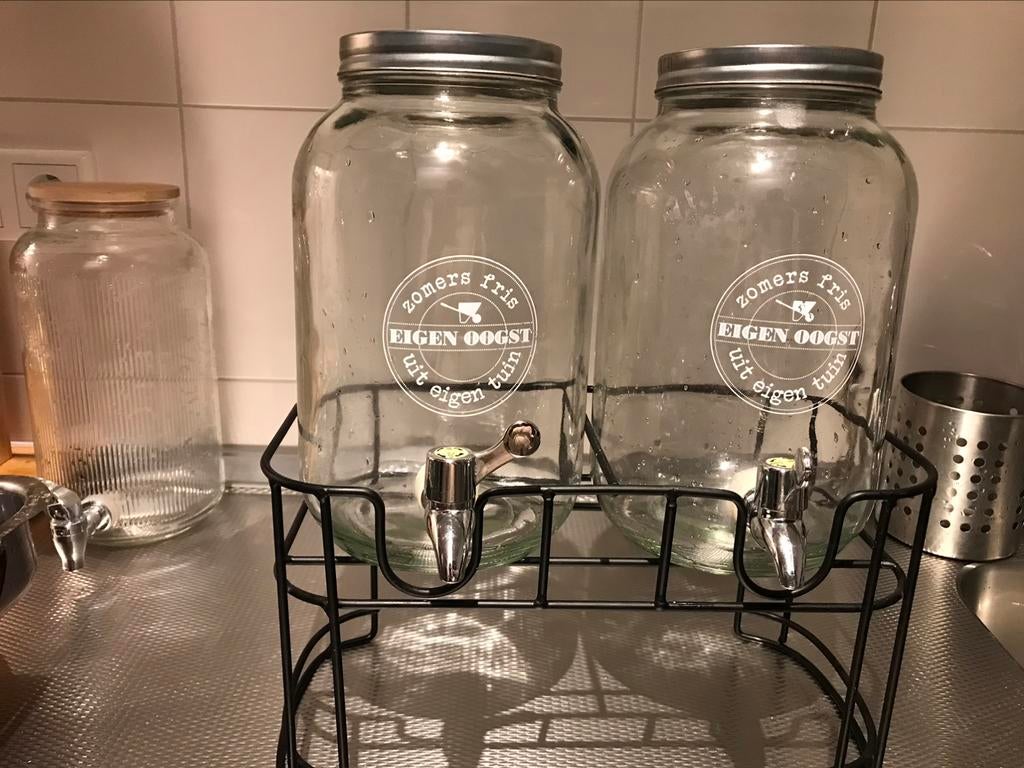 Dubbele Drankdispenser - Waterdispenser, Ophalen of Verzenden, Meerkleurig, Glas, Overige typen