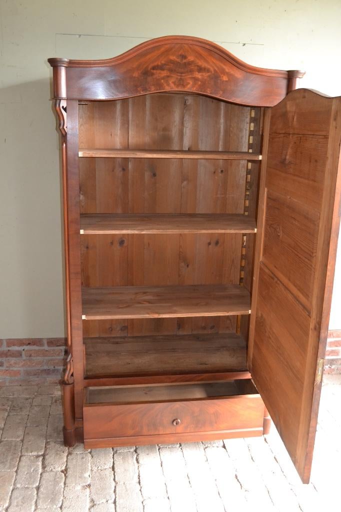 Prachtige antieke mahonie houten eendeurs secretaire kast., Verzenden