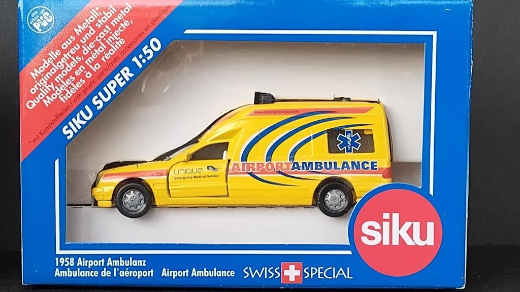 Mercedes Benz Binz Airport Ambulance 1:55 Siku 1958 Pol, Hobby en Vrije tijd, Modelauto's | Overige schalen, Schlittenbacherstrasse 60 Lüdenscheid Germany
