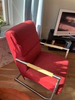 Fauteuil rood met metalen frame, Gebruikt, Ophalen of Verzenden, Rood, Eén