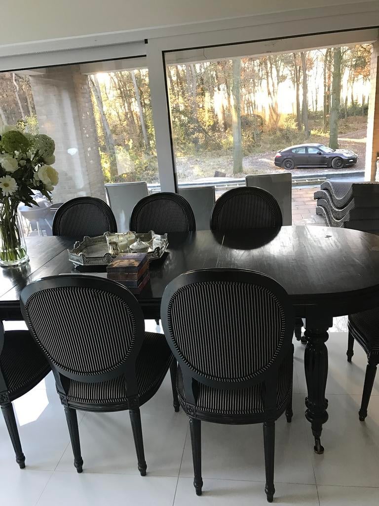 Zwarte Barok Tafel, Ophalen, Barok, 100 tot 150 cm, Eikenhout