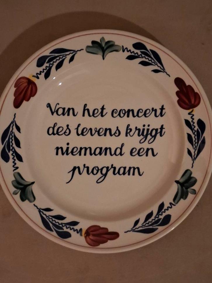 Decoratieve Delfts Blauw Wandbord met Spreuk, Antiek en Kunst, Antiek | Wandborden en Tegels, Ophalen of Verzenden