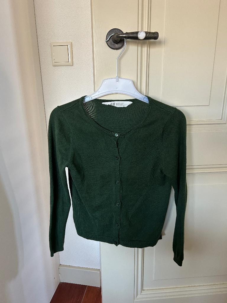 Vestje met knoopjes donkergroen maat 122-128, Kinderen en Baby's, Kinderkleding | Maat 122, Meisje, Trui of Vest, H&M, Ophalen of Verzenden