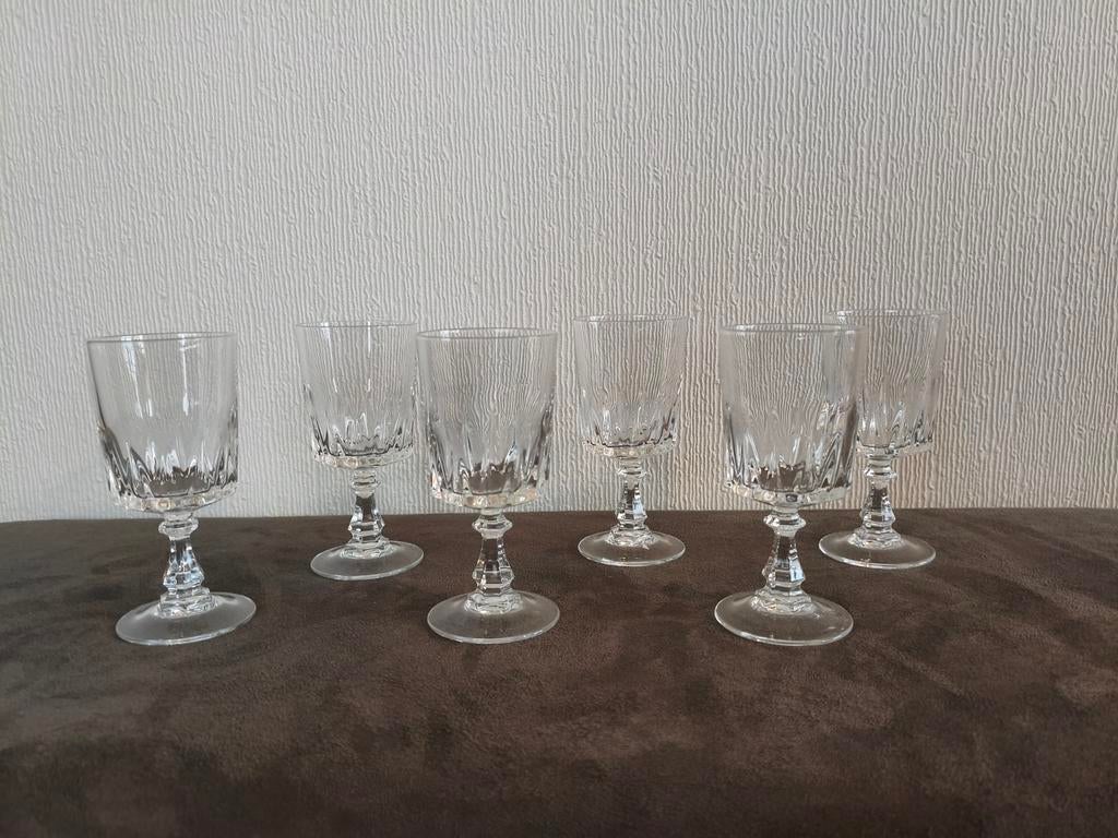 Zes portglazen Cristal d'arques, Louvre, Ophalen of Verzenden