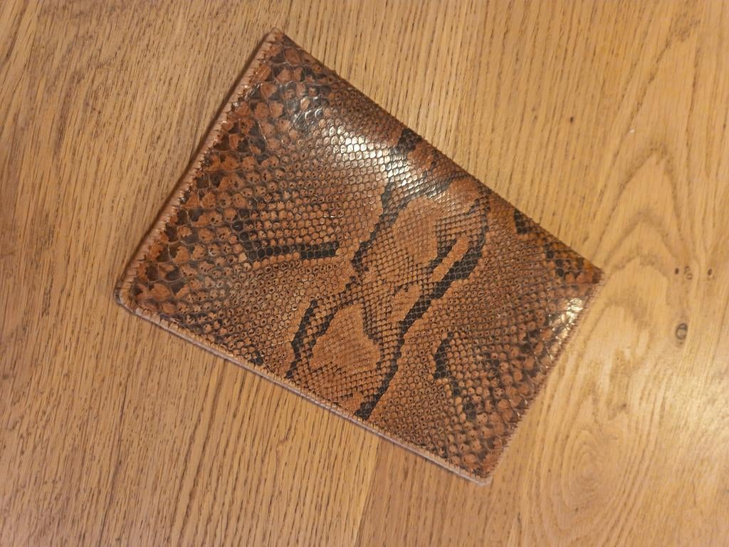 Vintage Slangenleer Paspoorthoesje/Portefeuille, Overige merken, Gebruikt, Bruin, Ophalen of Verzenden