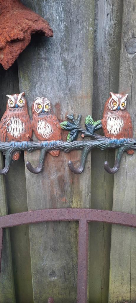 Decoratieve Uilen Wandkapstok - Gietijzer, Tuin en Terras, Tuinwanddecoratie, Gebruikt, Ophalen of Verzenden
