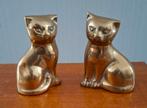 Vintage jaren 70 messing poezen, Ophalen of Verzenden, Zo goed als nieuw, Hond of Kat, Beeldje of Figuurtje