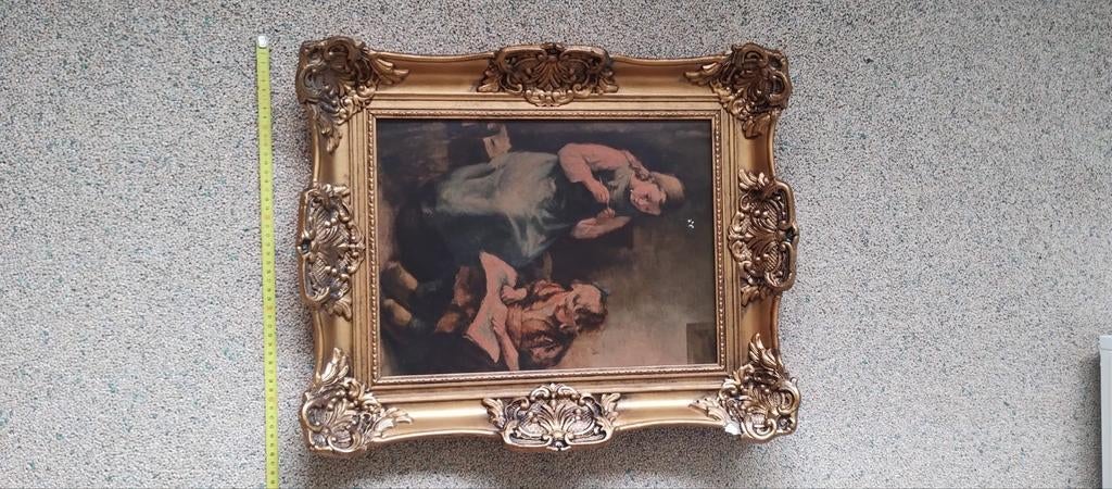 Vintage Schilderij & Borduur Portret - Lijsten Los, Antiek en Kunst, Kunst | Schilderijen | Klassiek, Ophalen of Verzenden