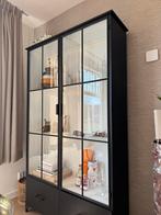 Zwarte stalen kast Loods 5 met glazen deuren en lades, 100 tot 150 cm, Ophalen of Verzenden, Zo goed als nieuw, Metaal