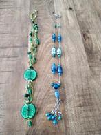 Twee vintage kettingen, groen en blauw, Ophalen of Verzenden, Zo goed als nieuw, Blauw, Overige materialen