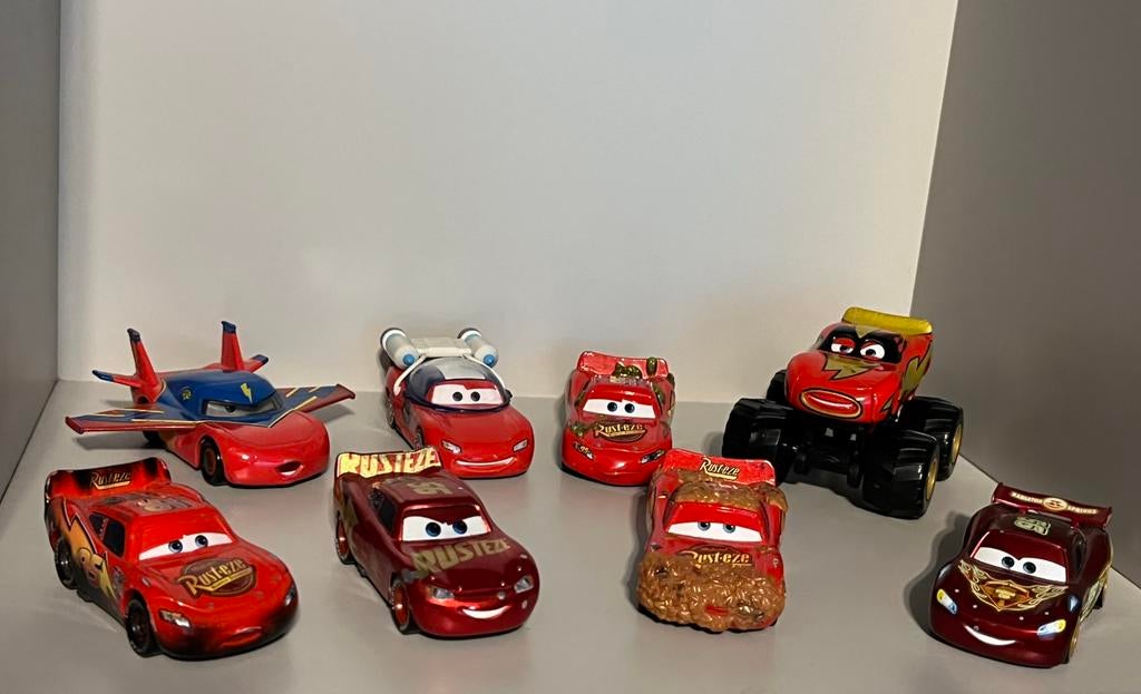 Disney Pixar Cars Lightning McQueen set (8 stuks), Ophalen of Verzenden, Gebruikt