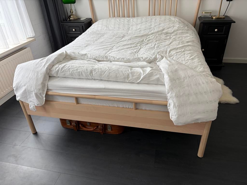 Ikea Björksnäs bed, Ophalen, Beige, Tweepersoons, Zo goed als nieuw