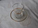 Theeglas met schotel goud randje theekom oosters glas thee, Ophalen of Verzenden, Gebruikt, Overige materialen, Los bestek