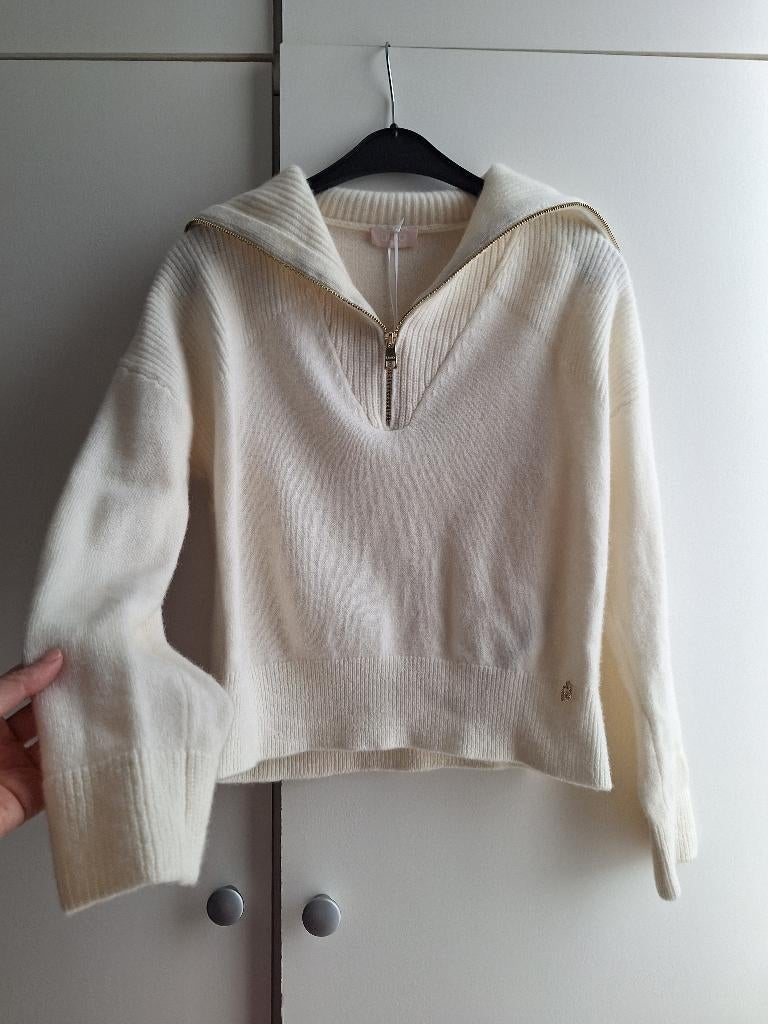 Liu jo 100% wollen trui met halve rits maat XS 34 ecru wit, Kleding | Dames, Verzenden, Liu Jo, Wit, Zo goed als nieuw
