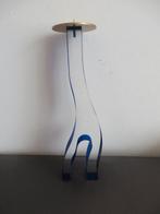 Retro design perspex kandelaar, helder en blauwe randen, Overige materialen, Gebruikt, Ophalen of Verzenden, Kandelaar
