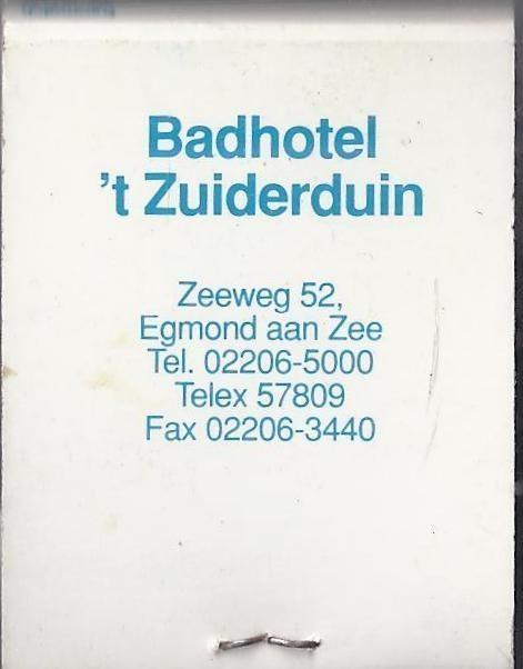 Lu902 luciferdoosje badhotel zuiderduin egmond aan zee, Ophalen of Verzenden, Zo goed als nieuw, Luciferdoosjes of -merken