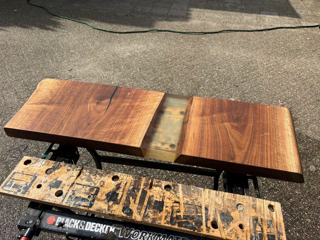 Epoxy River wandtafelblad Amerikaans Noten Mat Transparant, Huis en Inrichting, Tafels | Sidetables, Ophalen, 50 tot 100 cm, Nieuw