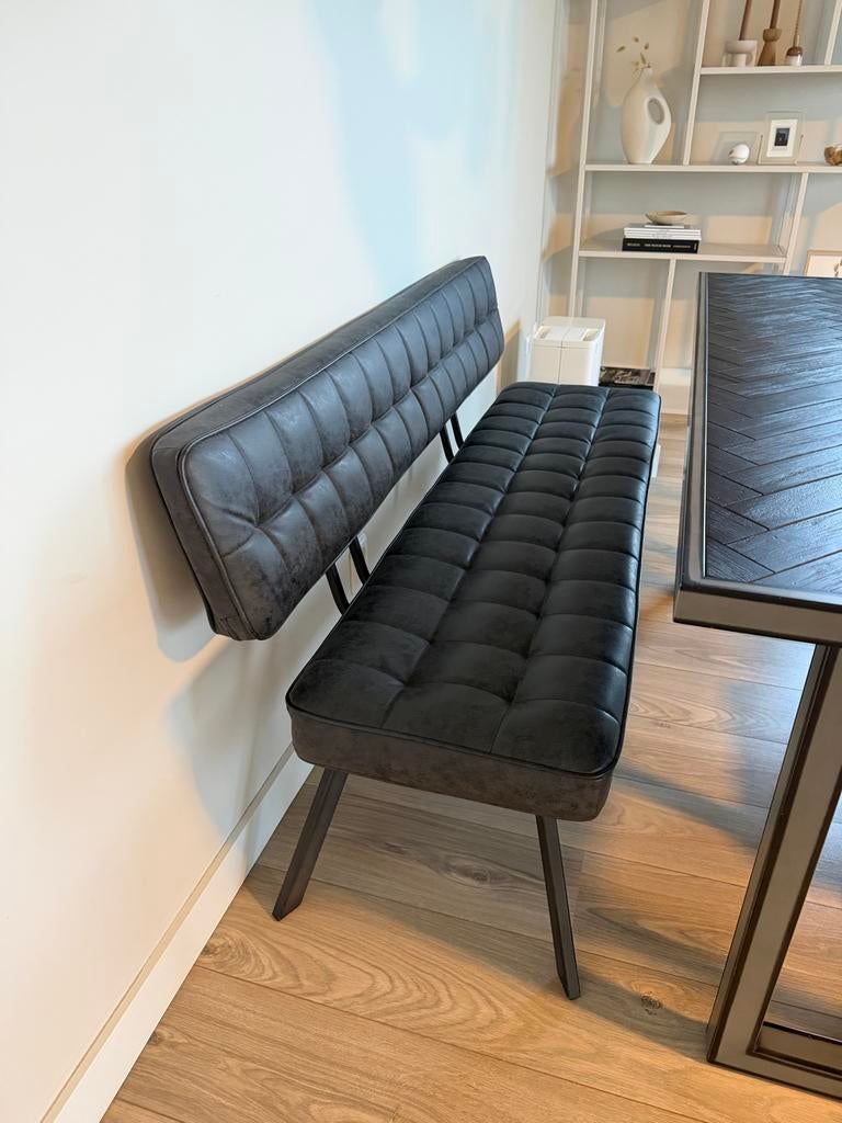 Eettafelbank met 2 stoelen van Loods5, Huis en Inrichting, Stoelen, Ophalen, Gebruikt, Twee, Grijs