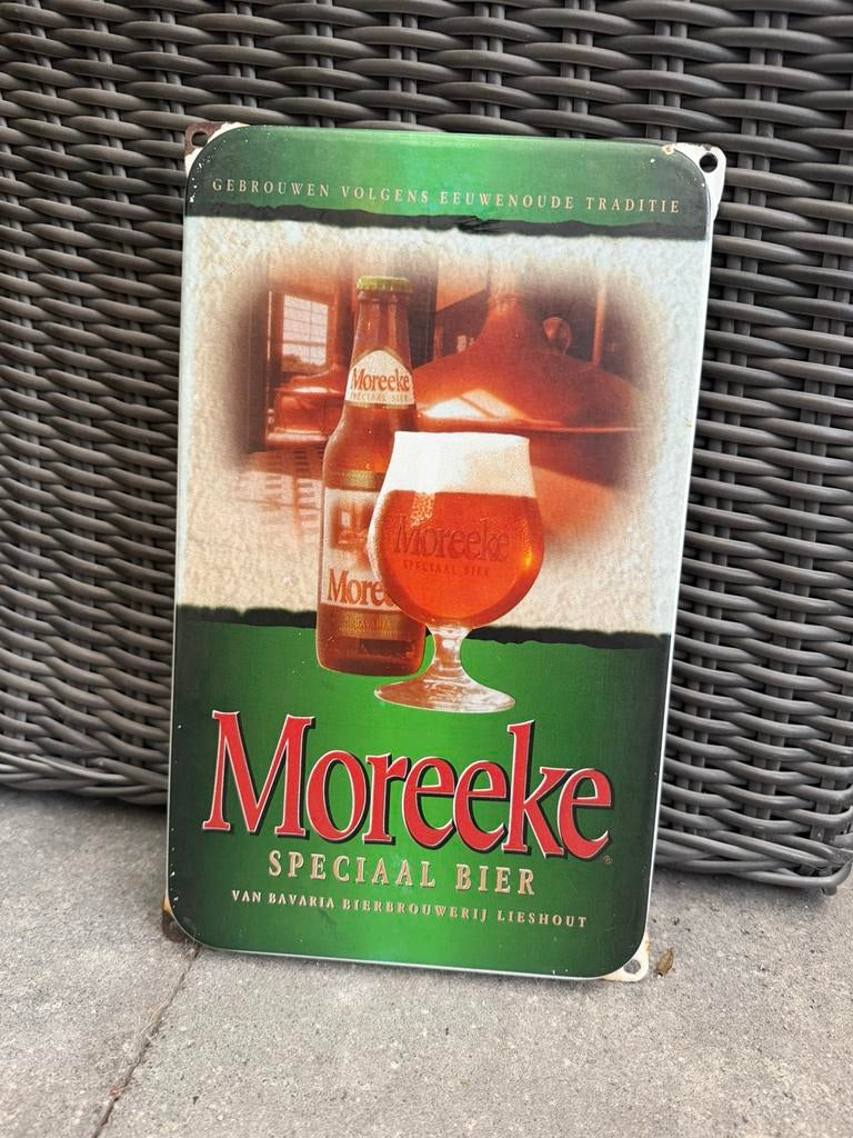 Moreeke Bier emaille bordje, Verzamelen, Reclamebord, Gebruikt, I, Ophalen of Verzenden