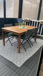Tuin tafel met 4x inklapbare stoelen, Ophalen of Verzenden, Zo goed als nieuw, Hout