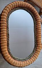 Spiegel in ovale rotan lijst, Ophalen, Minder dan 50 cm, Zo goed als nieuw, Minder dan 100 cm