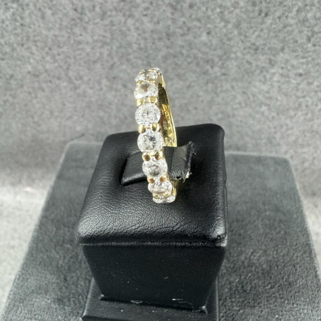 Gouden Ring | 14k | 3,55g | rijring zirkonia | mt17 | 407038, Gebruikt, Ophalen of Verzenden, 17 tot 18, Dame