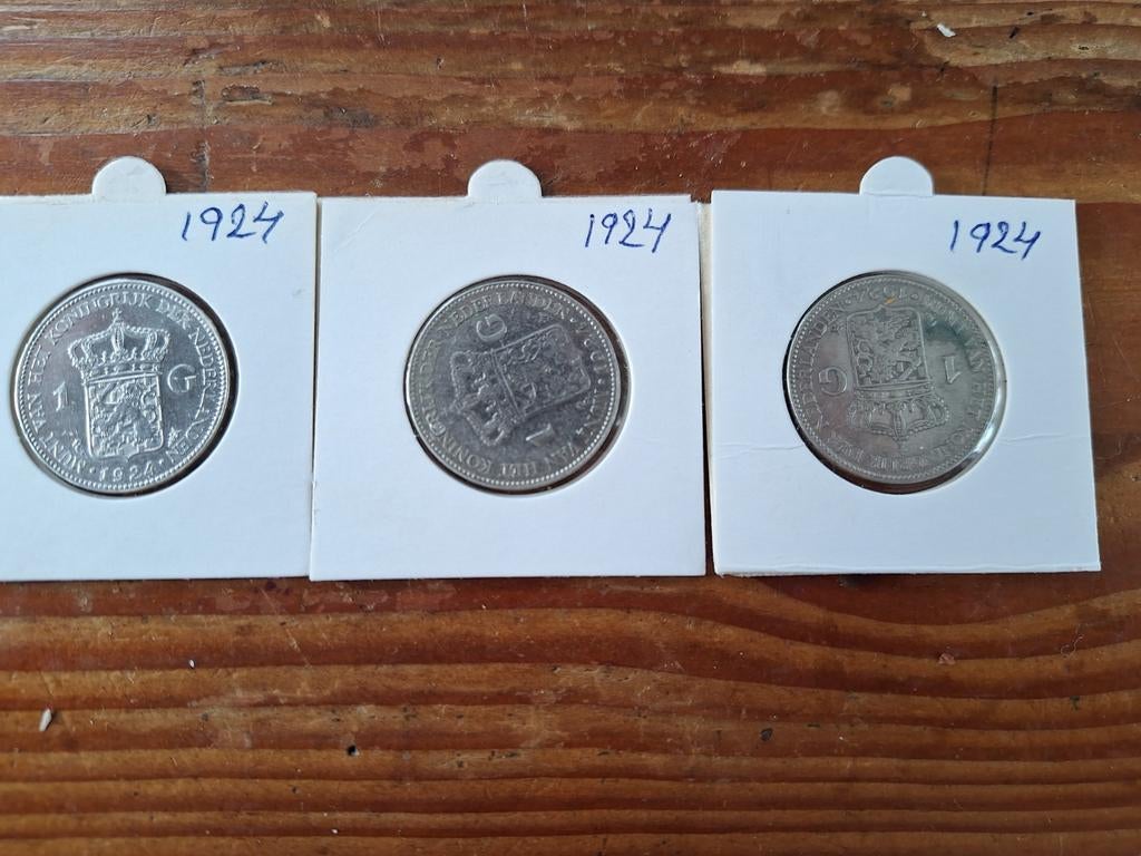 3 zilveren guldens uit 1924.mooie staat., Postzegels en Munten, Munten | Nederland, 1 gulden, Zilver, Ophalen of Verzenden, Koningin Wilhelmina