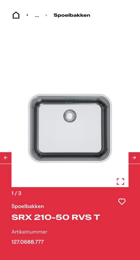 NIEUW! FRANKE Smart SRX 210-50 rvs SPOELBAK inbouw VOORRAAD, Huis en Inrichting, Ophalen, Nieuw, 25 tot 50 cm, Minder dan 100 cm