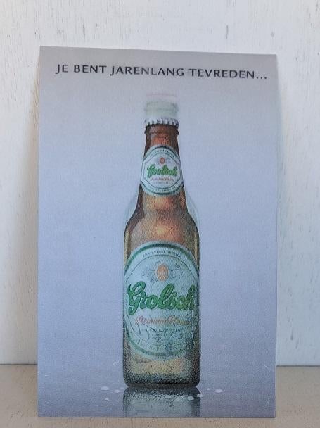 Grolsch Ansichtkaart nieuwe fles, Verzamelen, Biermerken, Ophalen of Verzenden, Zo goed als nieuw, Reclamebord, Plaat of Schild