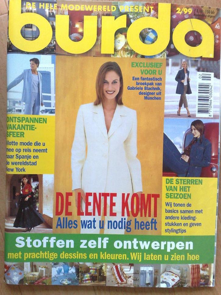 Burda februari nr. 2 / 1999, Hobby en Vrije tijd, Kledingpatronen, Zo goed als nieuw, Vrouw, Burda, Verzenden
