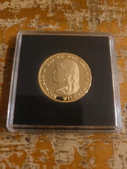 Vergulde 10 Gulden Munt Koningin Wilhelmina 1892 Herslag, Koningin Wilhelmina, Losse munt, 10 gulden, Goud