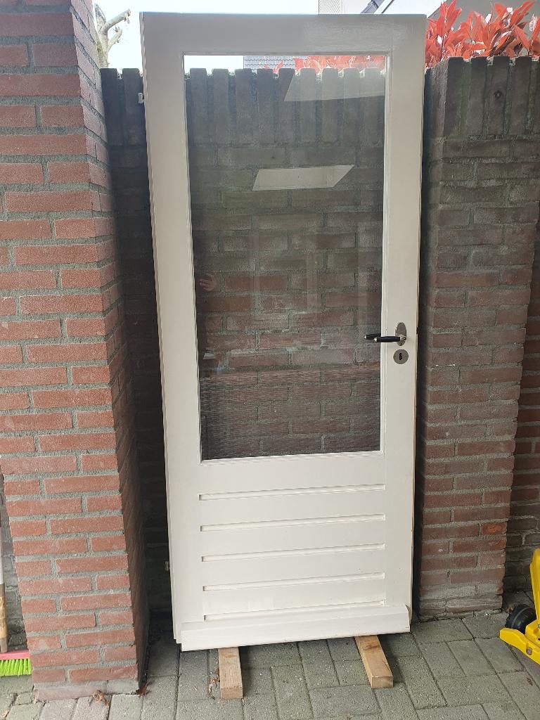 Houten buitendeur opdek, Doe-het-zelf en Verbouw, Deuren en Horren, Ophalen, Gebruikt, 80 tot 100 cm, Buitendeur
