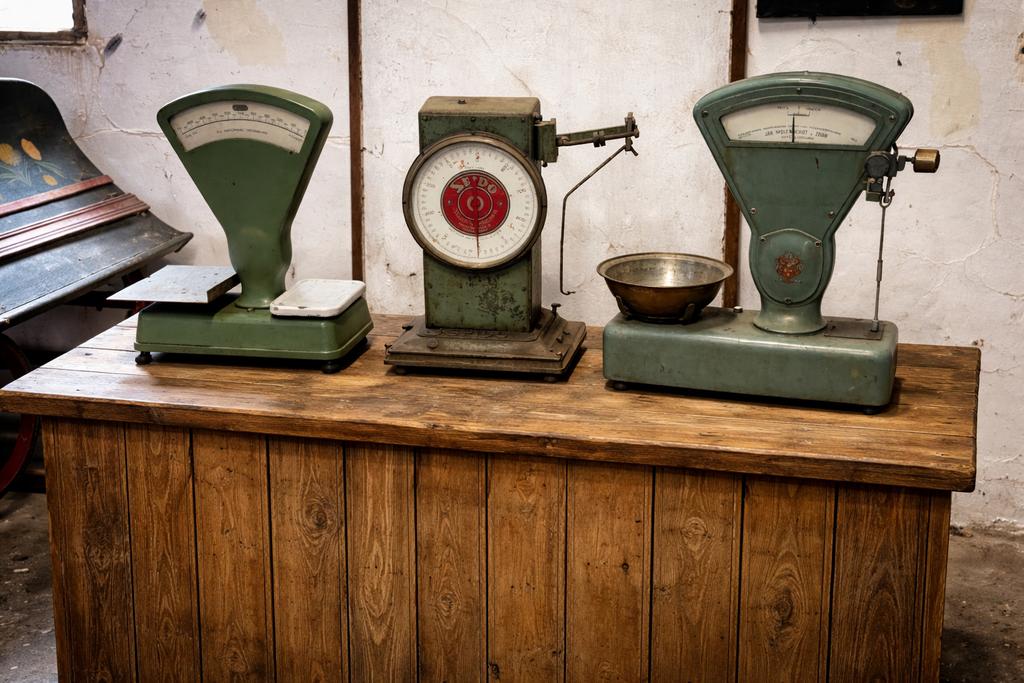 3 oude weegschalen decoratie brocante horeca, Ophalen, M, Zo goed als nieuw, M