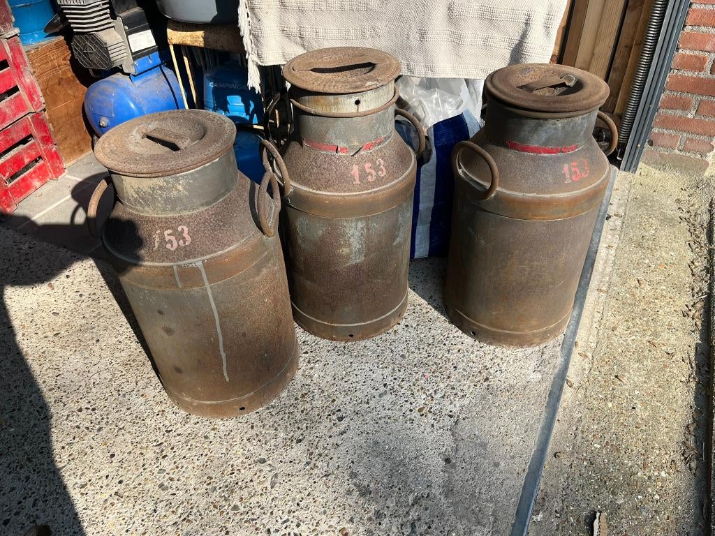 3 Melkbussen, metaal, Antiek en Kunst, Ophalen of Verzenden