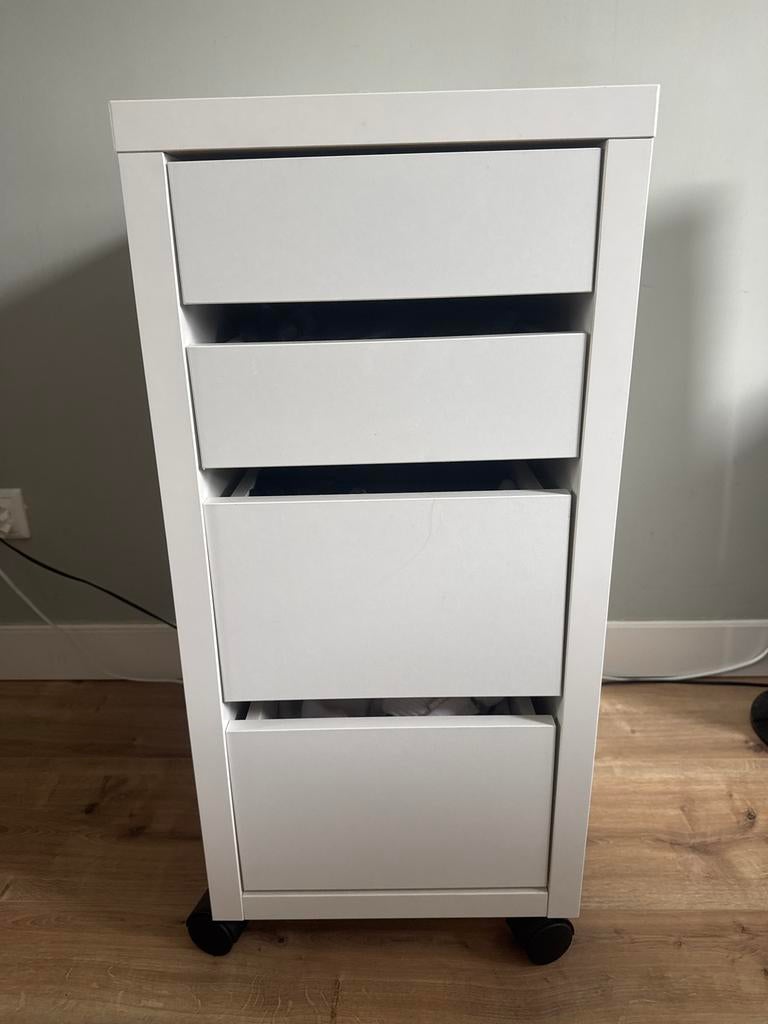 IKEA Alex ladeblok op wielen - wit, 4 lades, Ophalen, Gebruikt, 5 laden of meer, 50 tot 75 cm