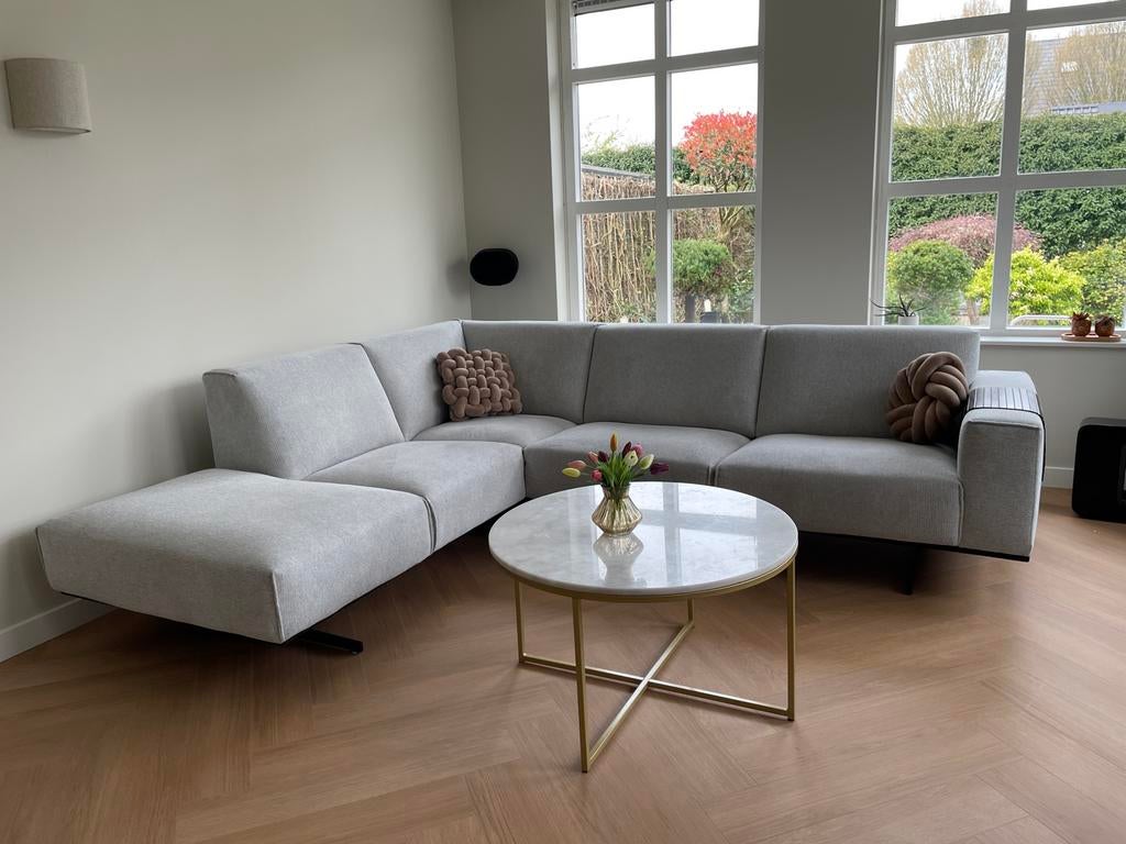 Montel Ceasar Hoekbank met Longchair - Lichtgrijs Stof, Ophalen, Zo goed als nieuw, Stof