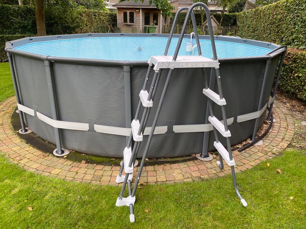 Opzet zwembad met giga accessoires., Tuin en Terras, Zwembaden, Gebruikt, Opzetzwembad, 120 cm of meer, 300 cm of meer, Rond, Ophalen