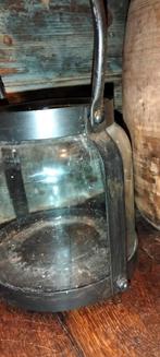 Ijzeren kandelaar windlicht met glas erin brocante, Ophalen of Verzenden