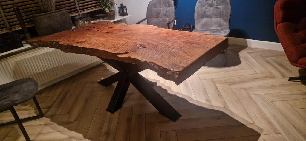 Eettafel boomstam industrieel landelijk robuust, Huizen en Kamers