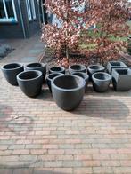 Mooie bloempotten grijs keramiek 12 stuks, Steen, Minder dan 30 cm, Rond, Ophalen of Verzenden