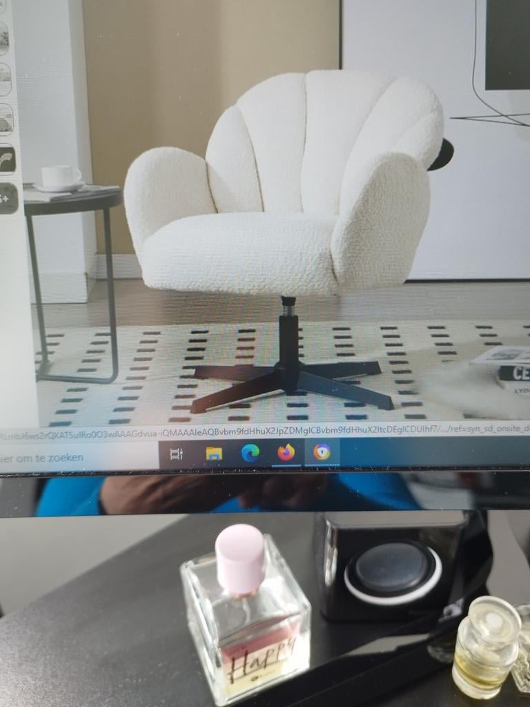 Nieuwe Witte TEDDY Vlinder draaifauteuil, zit nog in doos, Huis en Inrichting, Fauteuils, Ophalen, Nieuw