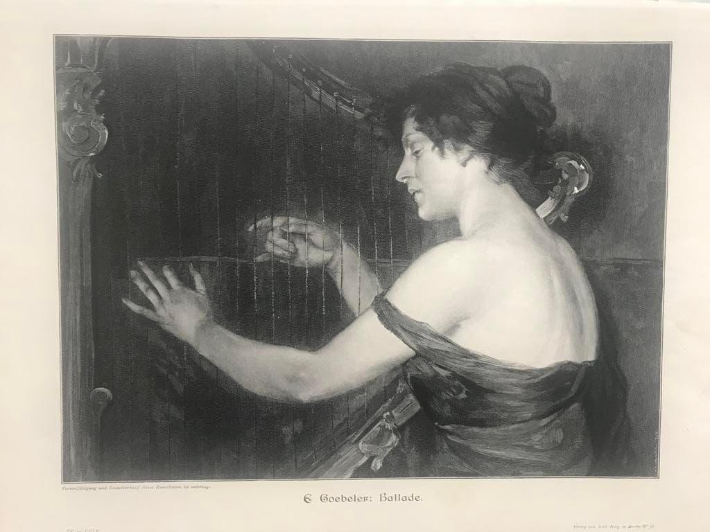 E. Goebeler: ballade, gravure 1890, beeld 32x23cm., perfect., 1800 - 1899, Portret, Ophalen of Verzenden, 32 cm