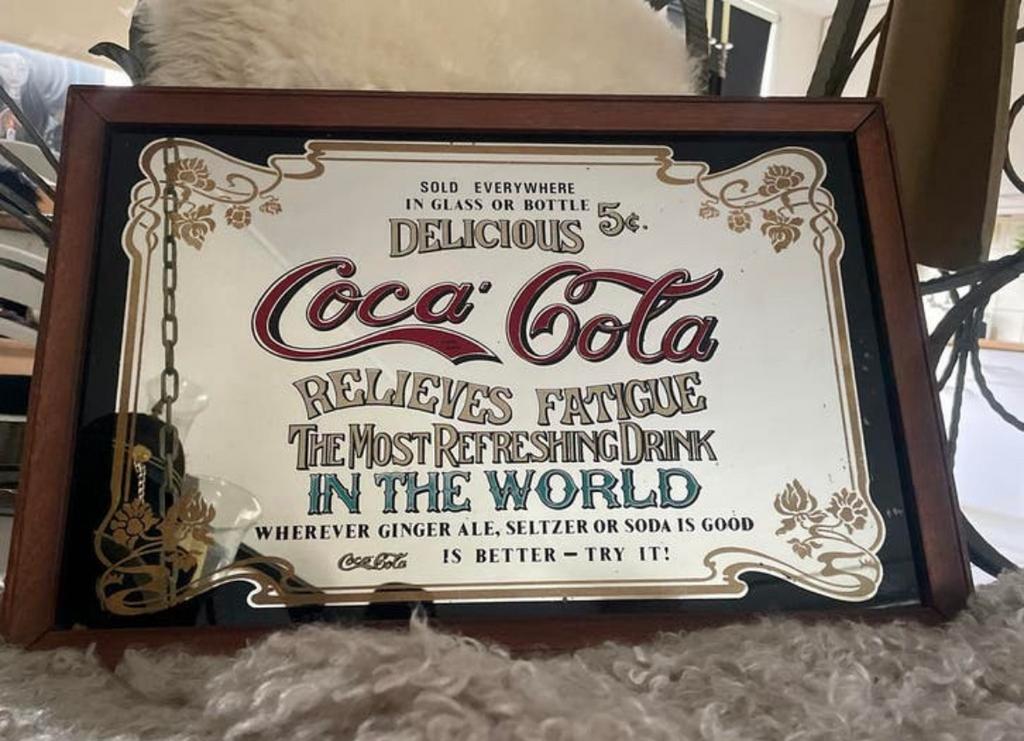 Vintage Coca-Cola spiegel, Antiek en Kunst, Antiek | Spiegels, Ophalen, Rechthoekig, 50 tot 100 cm