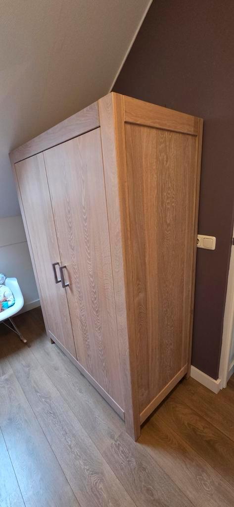 Massief eikenhouten kledingkast met hang- en leggedeelte, Huis en Inrichting, Kasten | Kledingkasten, Gebruikt, 150 tot 200 cm