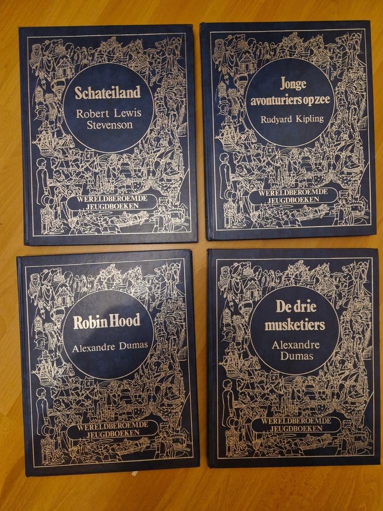 Wereldberoemde Jeugdboeken: 4 stuks., Ophalen of Verzenden, Zo goed als nieuw, Robert Louis Stevenson, Alexandre Dumas, Rudyard Kipling