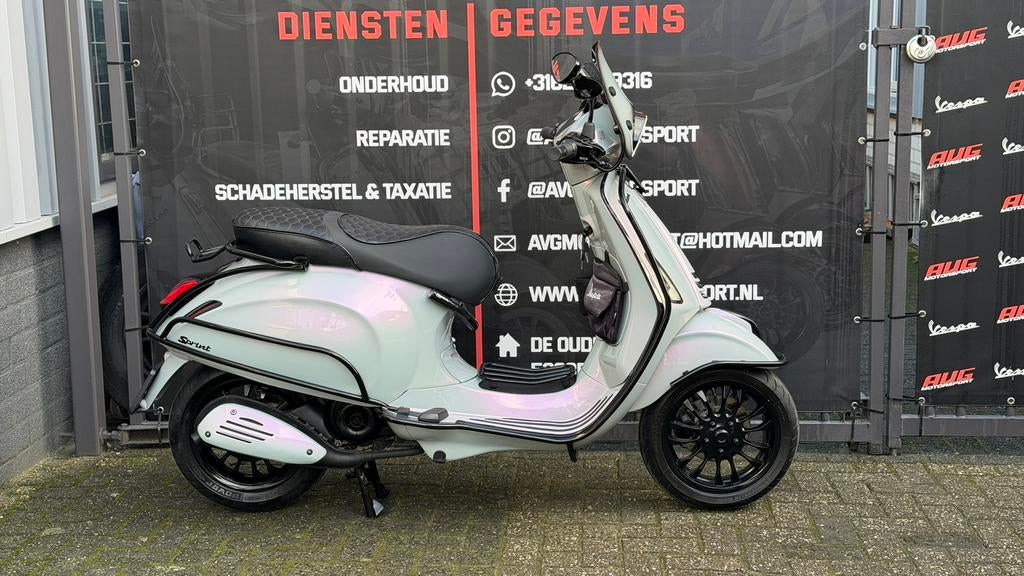 CUSTOM Vespa Sprint Nardo Violet 4-takt kickstart brom 45km, Overige modellen, Maximaal 45 km/u, Ophalen of Verzenden, Zo goed als nieuw